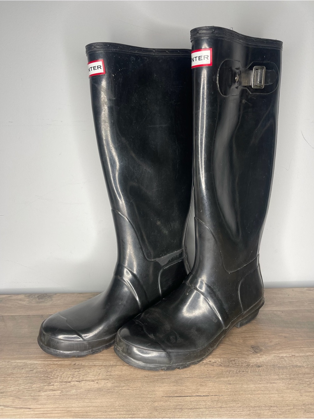 Ladies Hunter original gloss high tall rain boots size 9 women’s
